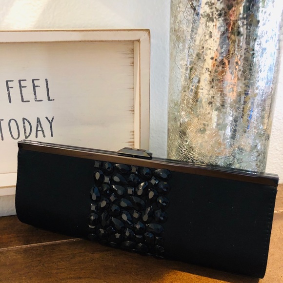 NWOT - Elegant Black Gemstone Clutch - Picture 2 of 4